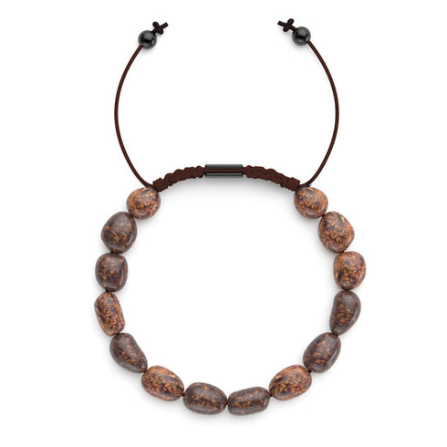 Bracelet en macramé avec galets et pierres précieuses, bronze | bronze à canon